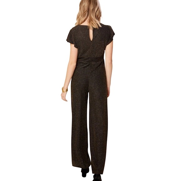 Altar'd State Black & Gold Sparkle Jumpsuit Flutter Sleeve Design Size M - Picture 3 of 15